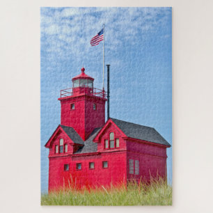 Big Red Michigan Lighthouse Jigsaw Puzzle