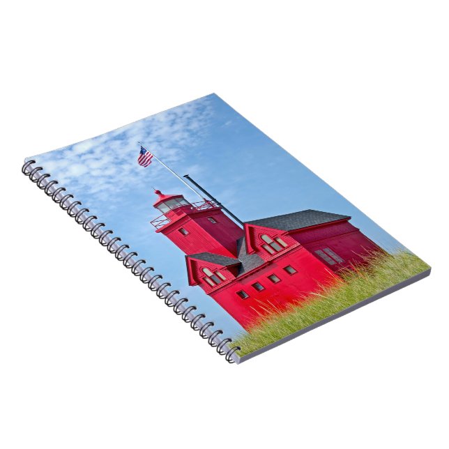 Big Red Michigan Lighthouse Notebook (Right Side)