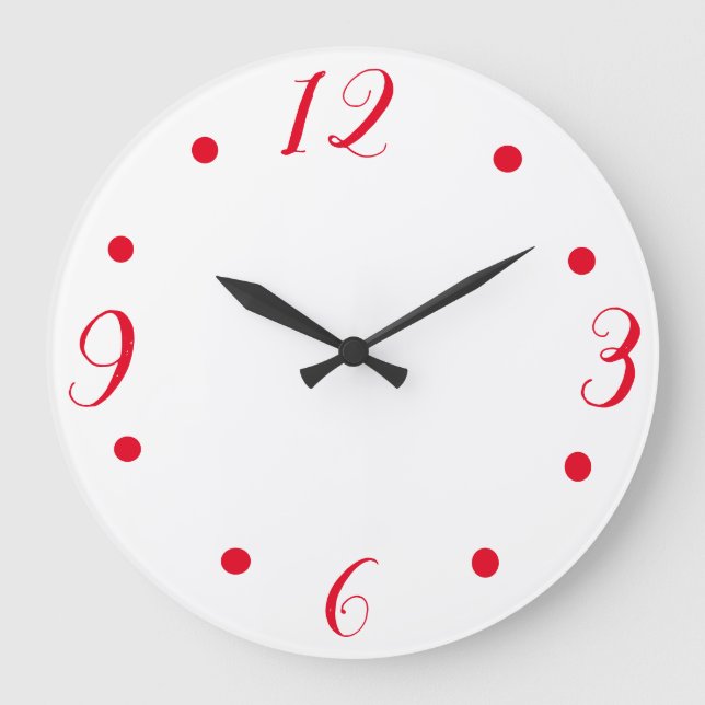 Big Red Numbers  On A White Clock (Front)