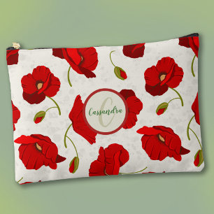 Big, Red Poppies, with Monogram Accessory Pouch