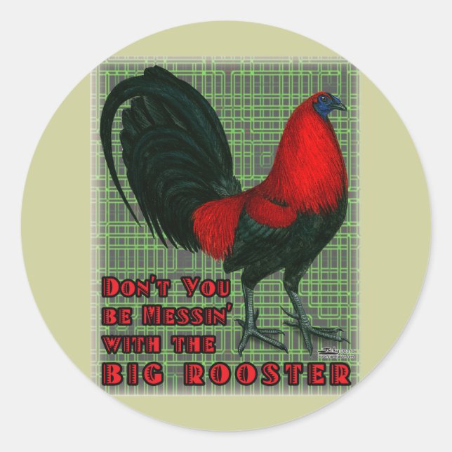 Big Red Rooster Classic Round Sticker (Front)