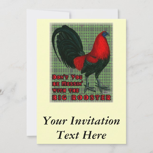Big Red Rooster Invitation (Front)