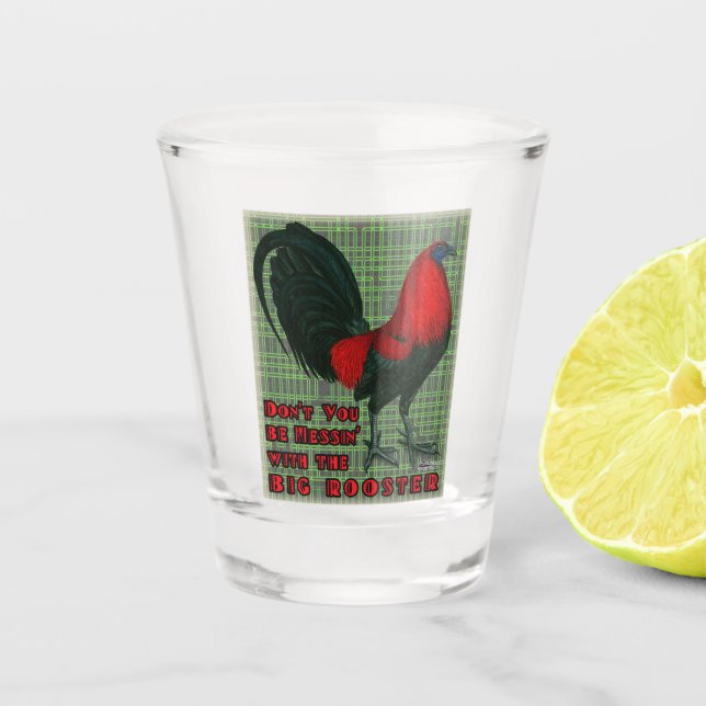 Big Red Rooster Shot Glass (Front)