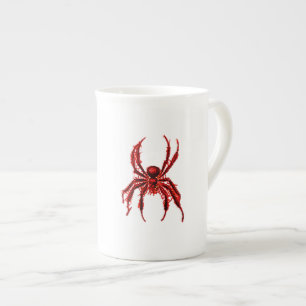 Big Red Scary Spider Bone China Mug