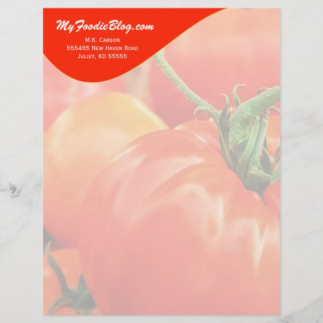 Big Red Tomato Personalised Food Lover's Letterhead (Front)