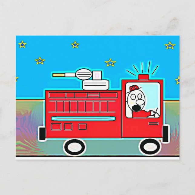 Big Red Truck Postcard (Front)