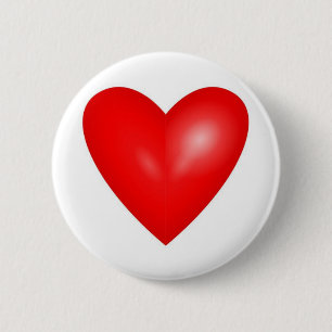 Big Red Valentine Heart 6 Cm Round Badge