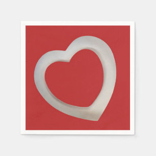 Big Red Valentine minimalist 3D heart  Napkin