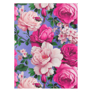 Big Retro Pink Rose Flower Tablecloth