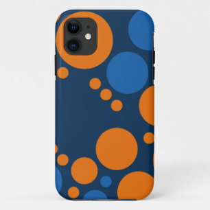 Big Retro Polka Dots   Orange Blue iPhone 11 Case