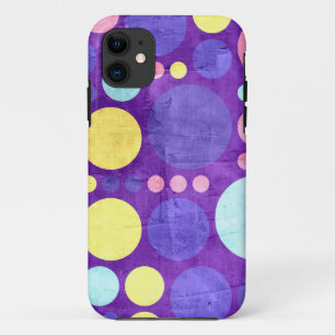 Big Retro Polka Dots   Yellow Purple Vintage iPhone 11 Case