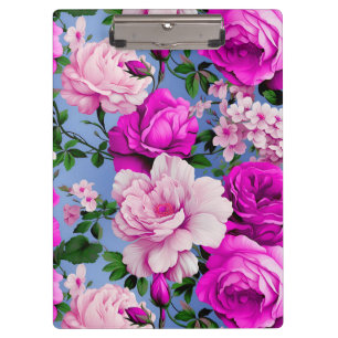 Big Retro Purple Rose Flower Clipboard