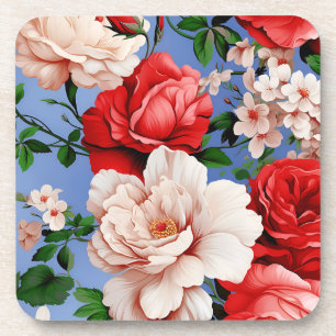 Big Retro Red Rose Flower Coaster