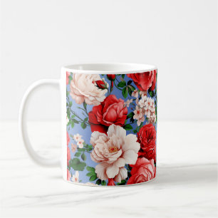 Big Retro Red Rose Flower Coffee Mug