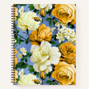 Big Retro Yellow Rose Flower Notebook