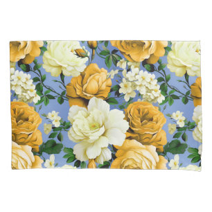 Big Retro Yellow Rose Flower Pillowcase