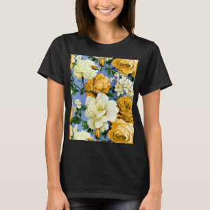 Big Retro Yellow Rose Flower T-Shirt