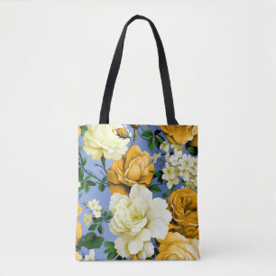 Big Retro Yellow Rose Flower Tote Bag