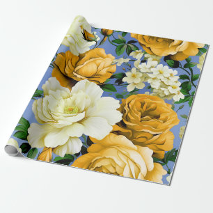 Big Retro Yellow Rose Flower Wrapping Paper