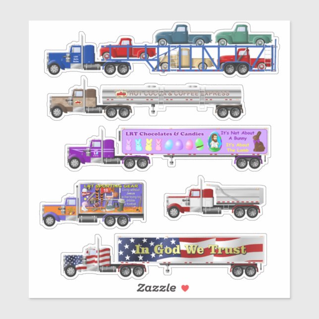 Big Rig and Little Red Truck Stickers (Sheet)