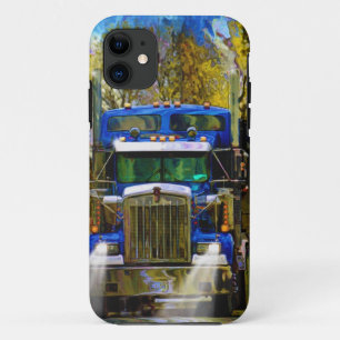 Big Rig Blue Lorry Heavy Transport Trucker Art iPhone 11 Case