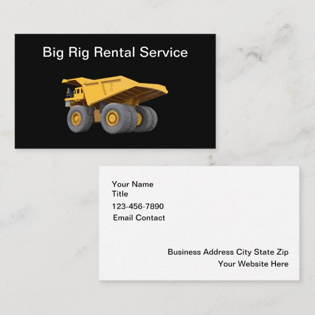 Big Rig Construction Rental Service Business Card (Front/Back)