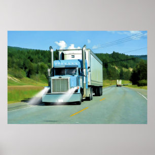 Big Rig Freezer Lorry Truck-Driver Art Poster