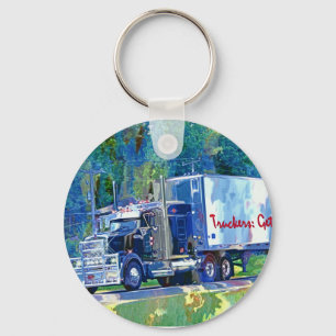 BIG RIG FREIGHT TRUCK LOVERS Art Key Ring