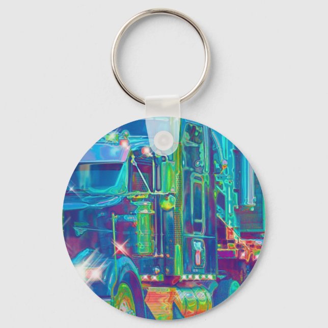 BIG RIG FREIGHT TRUCK LOVERS Art Key Ring (Front)