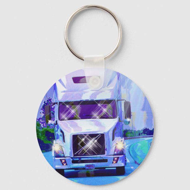 BIG RIG FREIGHT TRUCK LOVERS Art Key Ring (Front)