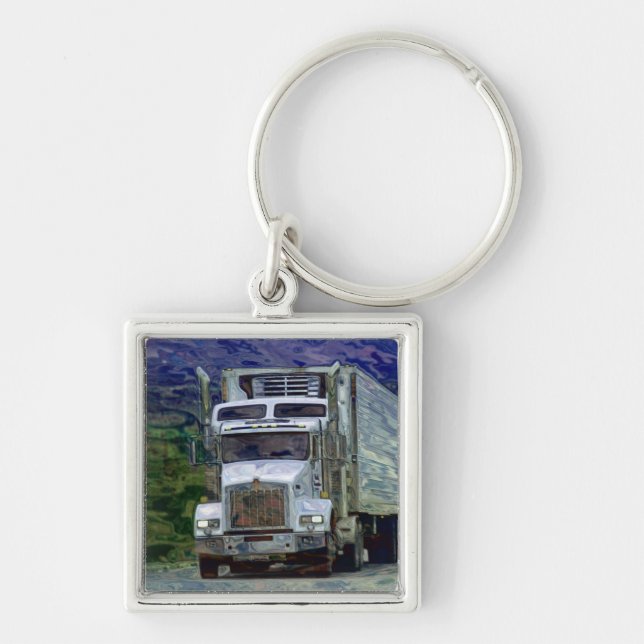 BIG RIG FREIGHT TRUCK LOVERS Art Key Ring (Front)