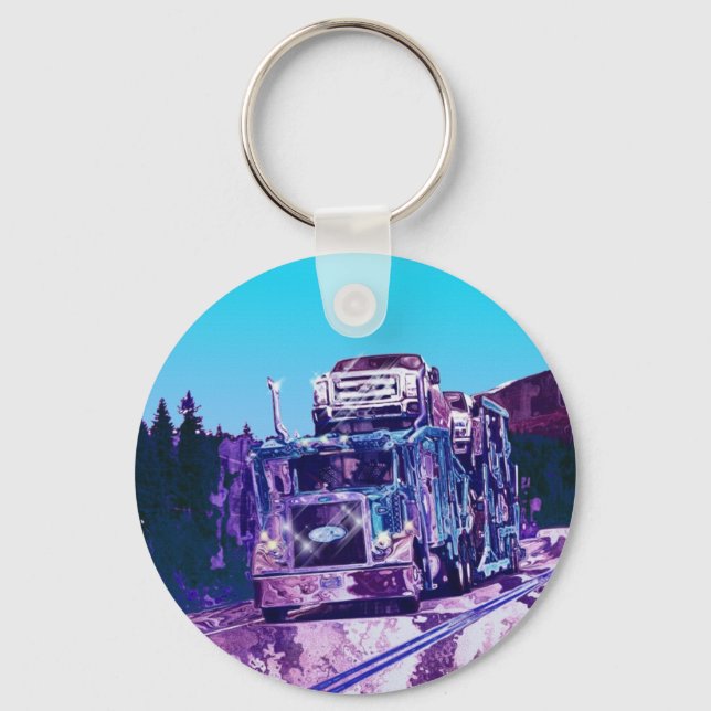 BIG RIG FREIGHT TRUCK LOVERS Art Key Ring (Front)