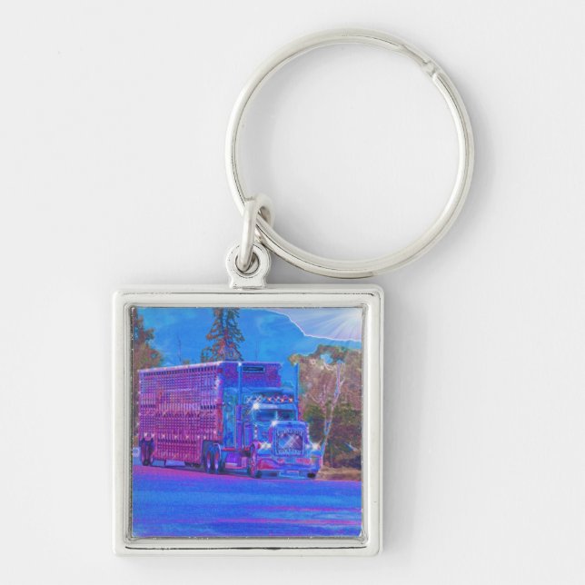BIG RIG FREIGHT TRUCK LOVERS Art Key Ring (Front)