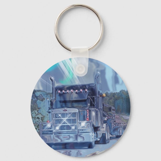BIG RIG FREIGHT TRUCK LOVERS Art Key Ring (Front)
