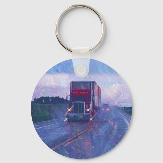 BIG RIG FREIGHT TRUCK LOVERS Art Key Ring (Front)