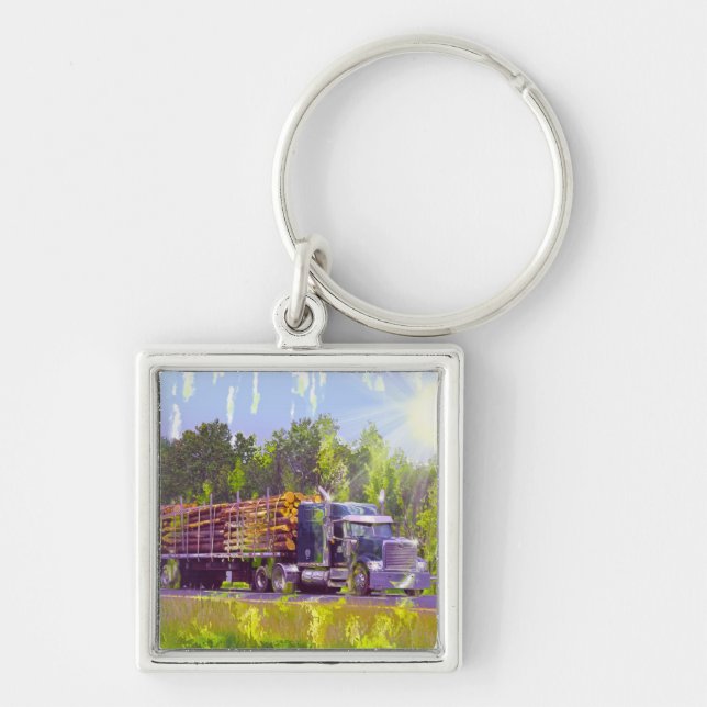BIG RIG FREIGHT TRUCK LOVERS Art Key Ring (Front)