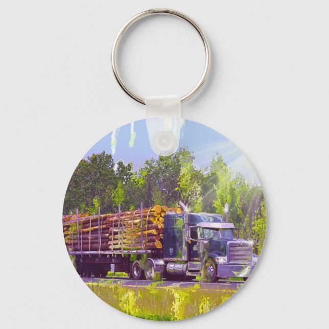 BIG RIG FREIGHT TRUCK LOVERS Art Key Ring (Front)