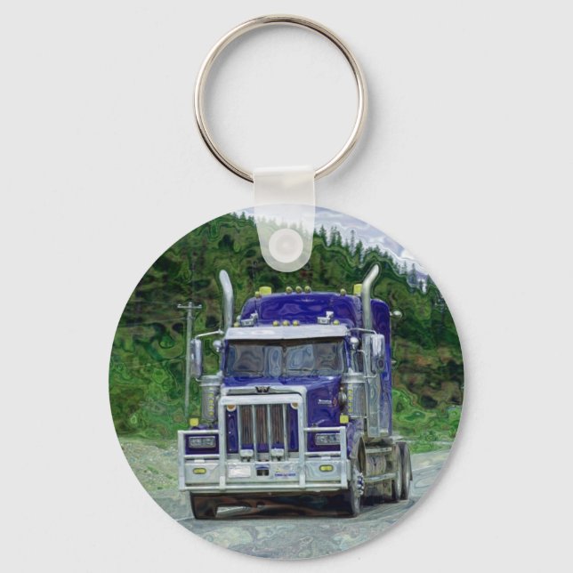 BIG RIG FREIGHT TRUCK LOVERS Art Key Ring (Front)