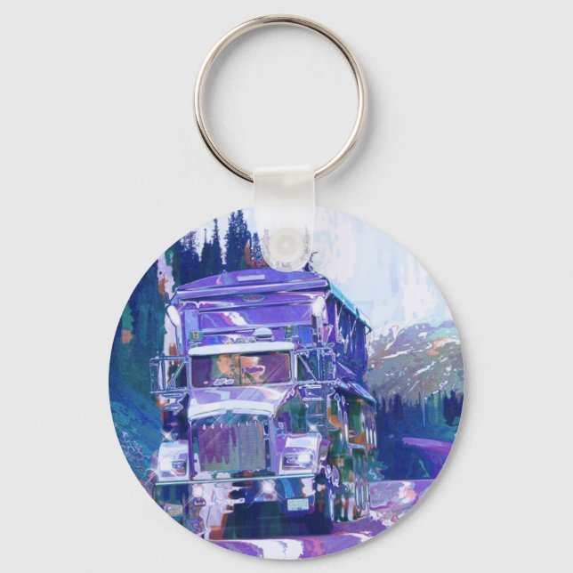 BIG RIG FREIGHT TRUCK LOVERS Art Key Ring (Front)