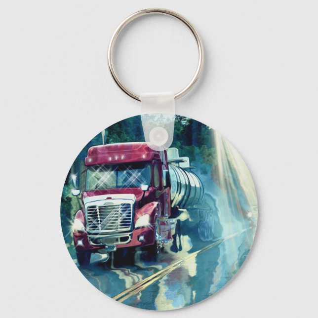 BIG RIG FREIGHT TRUCK LOVERS Art Key Ring (Front)