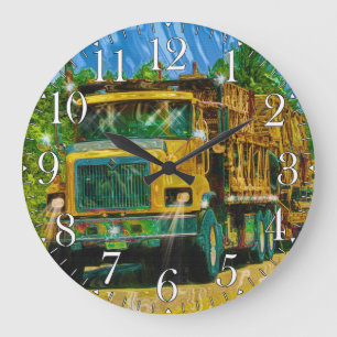 Big Rig, Heavy Transport Vehicle, Truck Large Clock