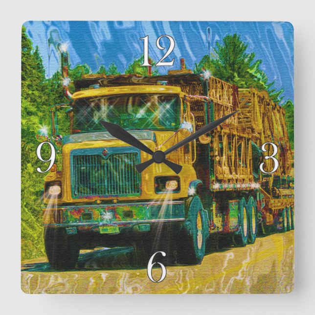 Big Rig, Heavy Transport Vehicle, Truck Square Wall Clock (Front)