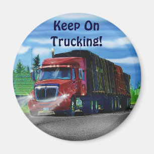 Big Rig Red Cargo Truck for Kids and Truckers Magnet