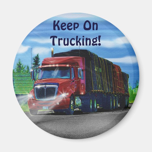 Big Rig Red Cargo Truck for Kids and Truckers Magnet (Front)