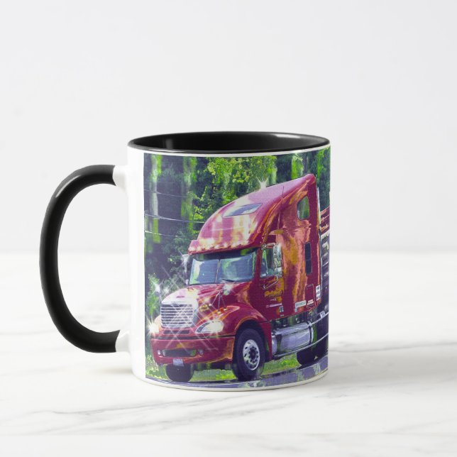 Big Rig Red Cargo Truck for Kids and Truckers Mug (Left)