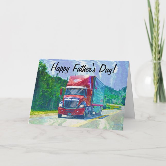 Big Rig Red Road-liner Truck-lover Birthday Card (Front)