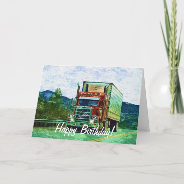Big Rig Road-liner Truck-lover Birthday Card (Front)