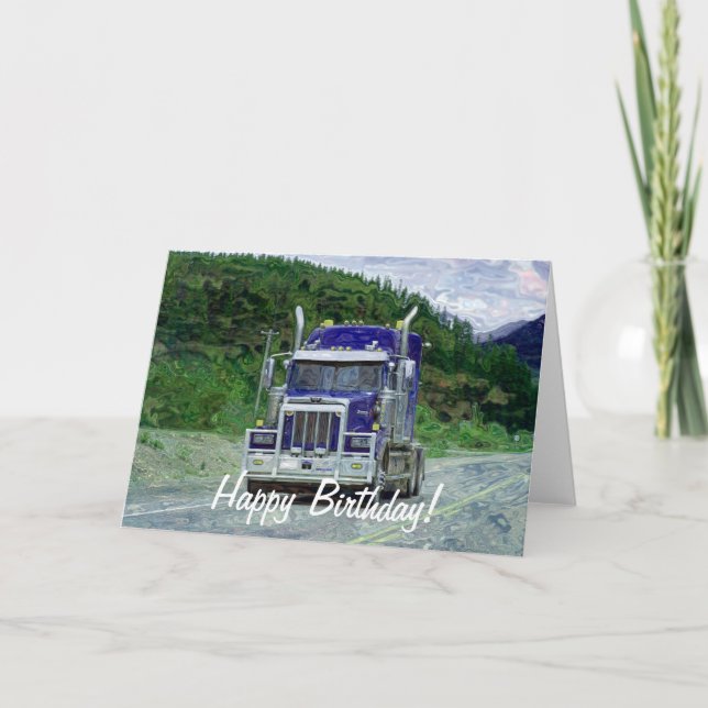 Big Rig Road-liner Truck-lover Birthday Card (Front)