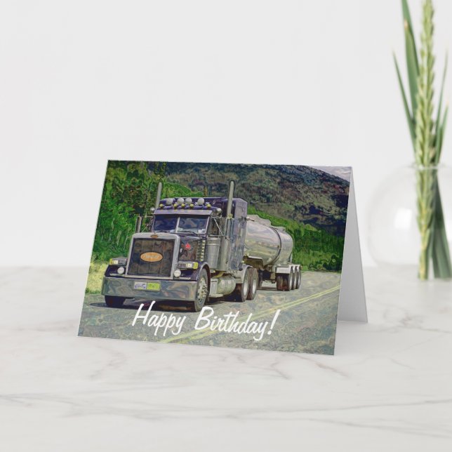 Big Rig Road-liner Truck-lover Birthday Card (Front)