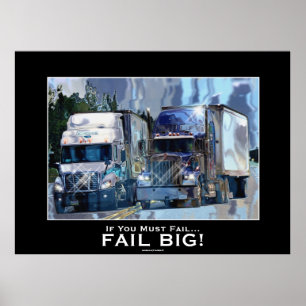 BIG RIGS About To COLLIDE Modern Art Poster